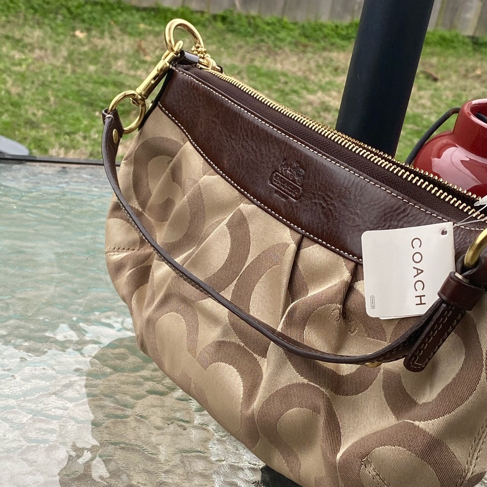 Coach Madison Op Art Small Hobo Shoulder Bag | Tan